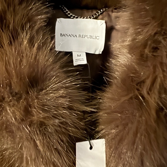 Banana Republic Rich Brown Faux Fur Long Coat NWT - Picture 7 of 8